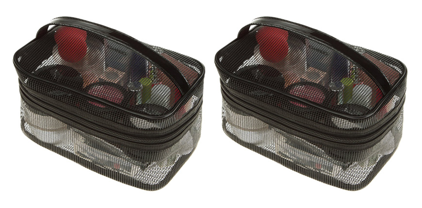 product image of mesh toiletry bag.