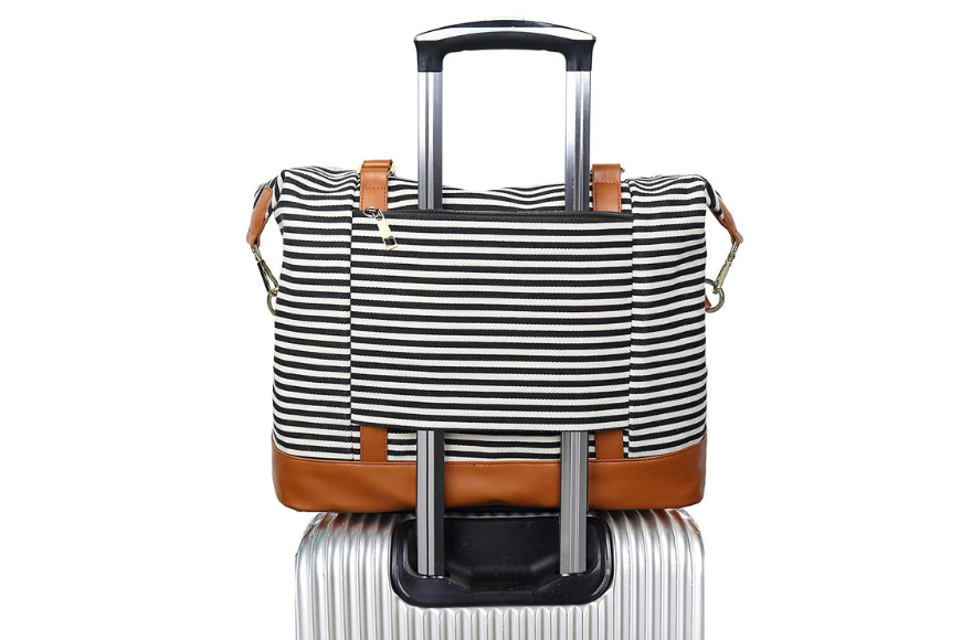 blueboon canvas travel weekender bag striped