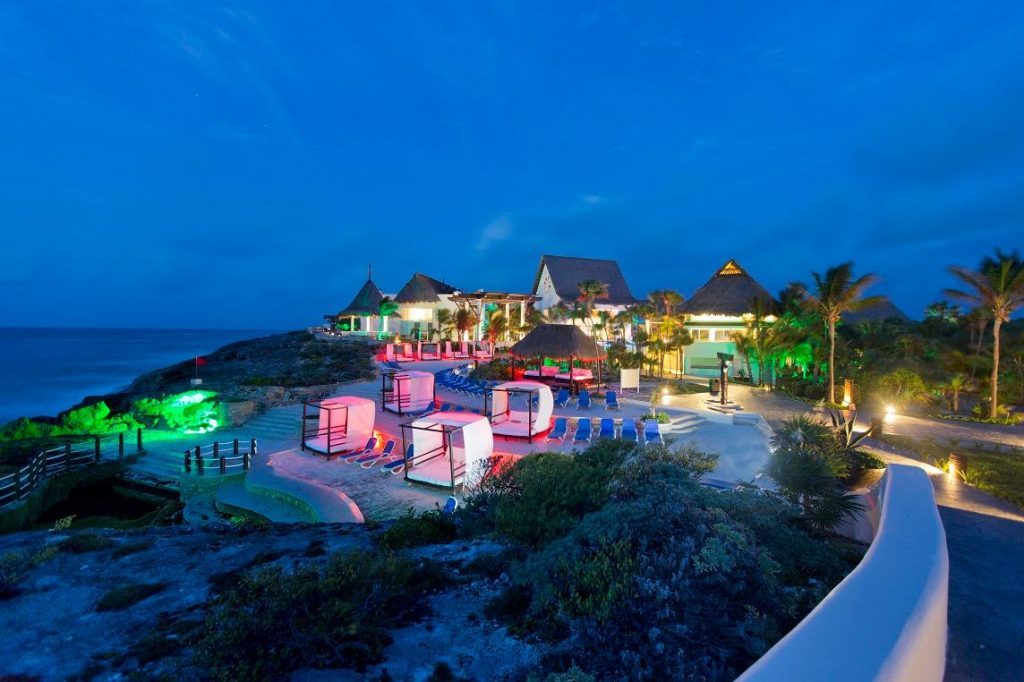tulum beach resort at night