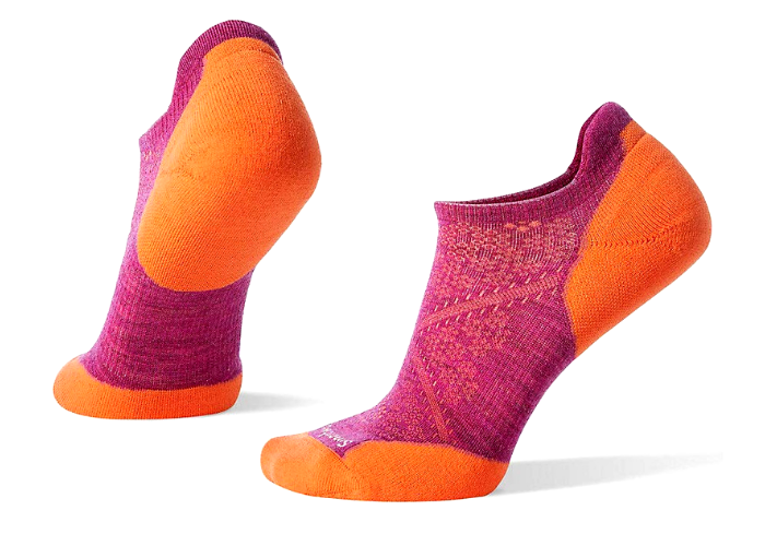 pair of orange and magenta socks