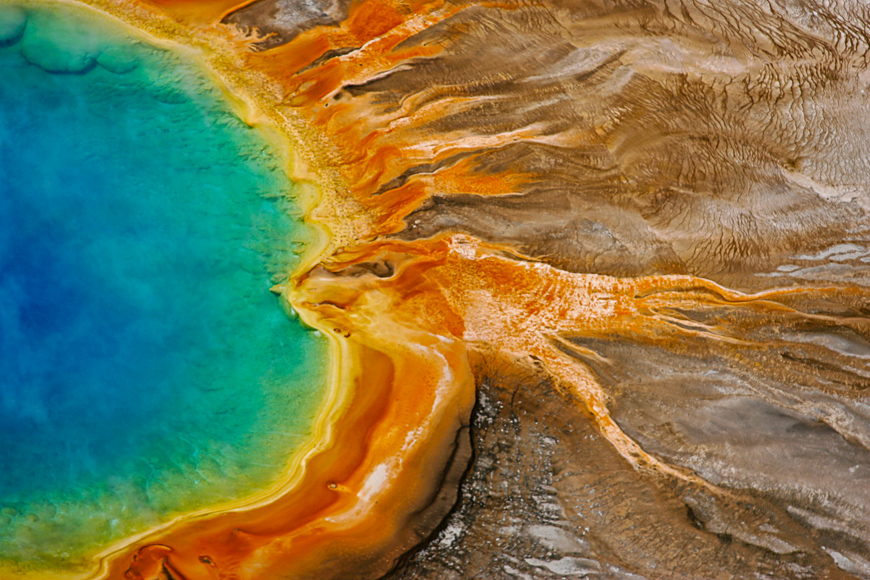 The grand prismatic spring, located in midway geyser basin