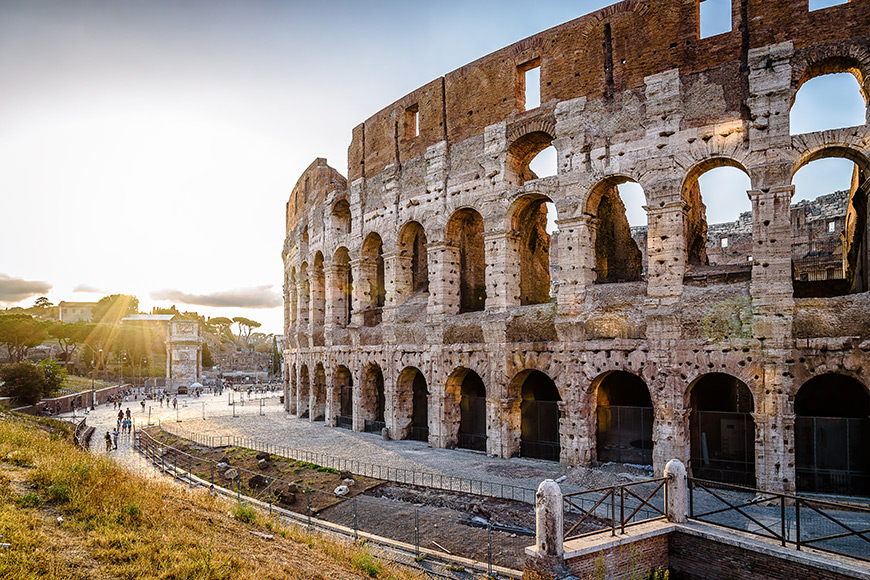 Outdoor view of the colosseum or coliseum, also known as flavian amphitheatre