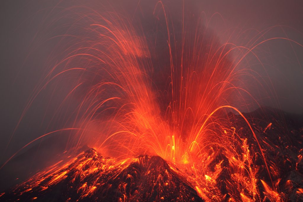 close up lava explosion