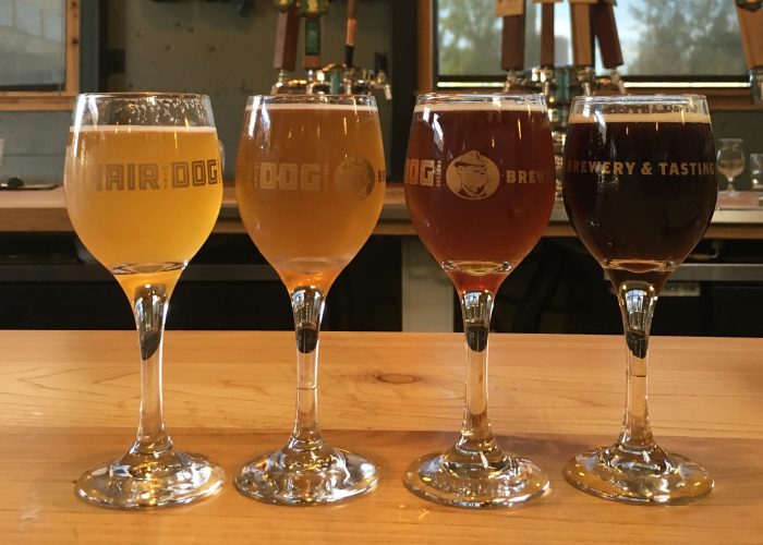Hair of the Dog Brewery flight in Portland, Maine