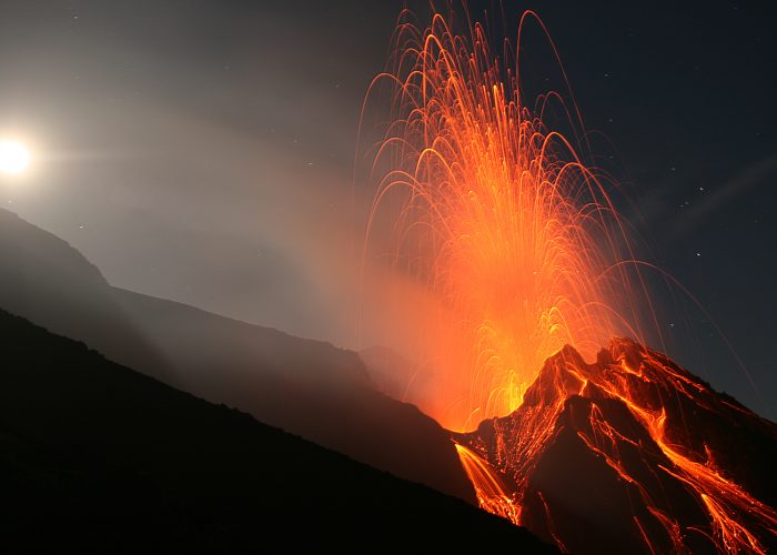 After-Dark Volcano Eruptions in Italy