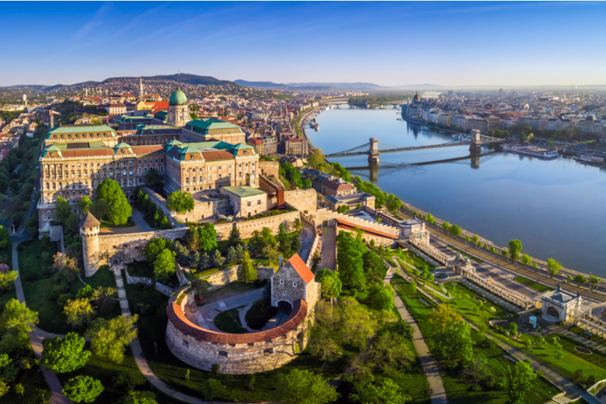 aerial view of Budapest Hungary