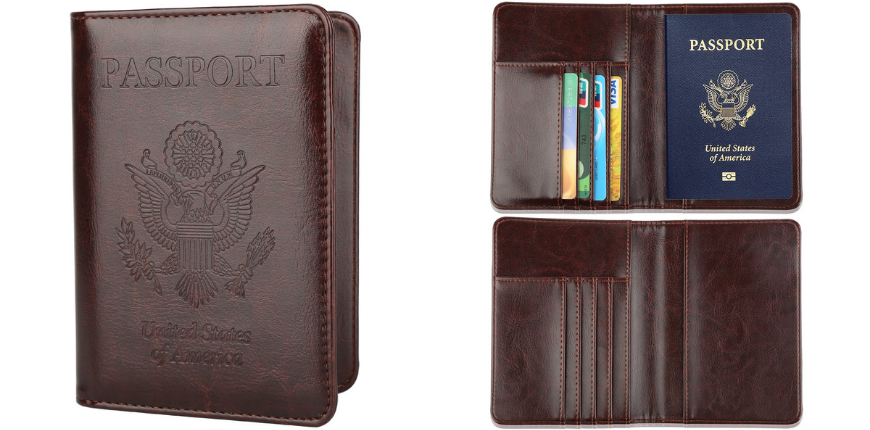 GDTK leather passport holder.