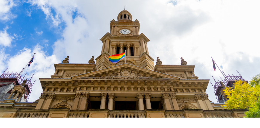 sydney australia town hall rainbow flag