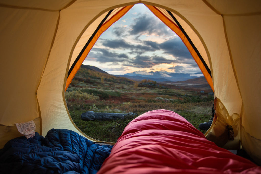 View from inside of a tent