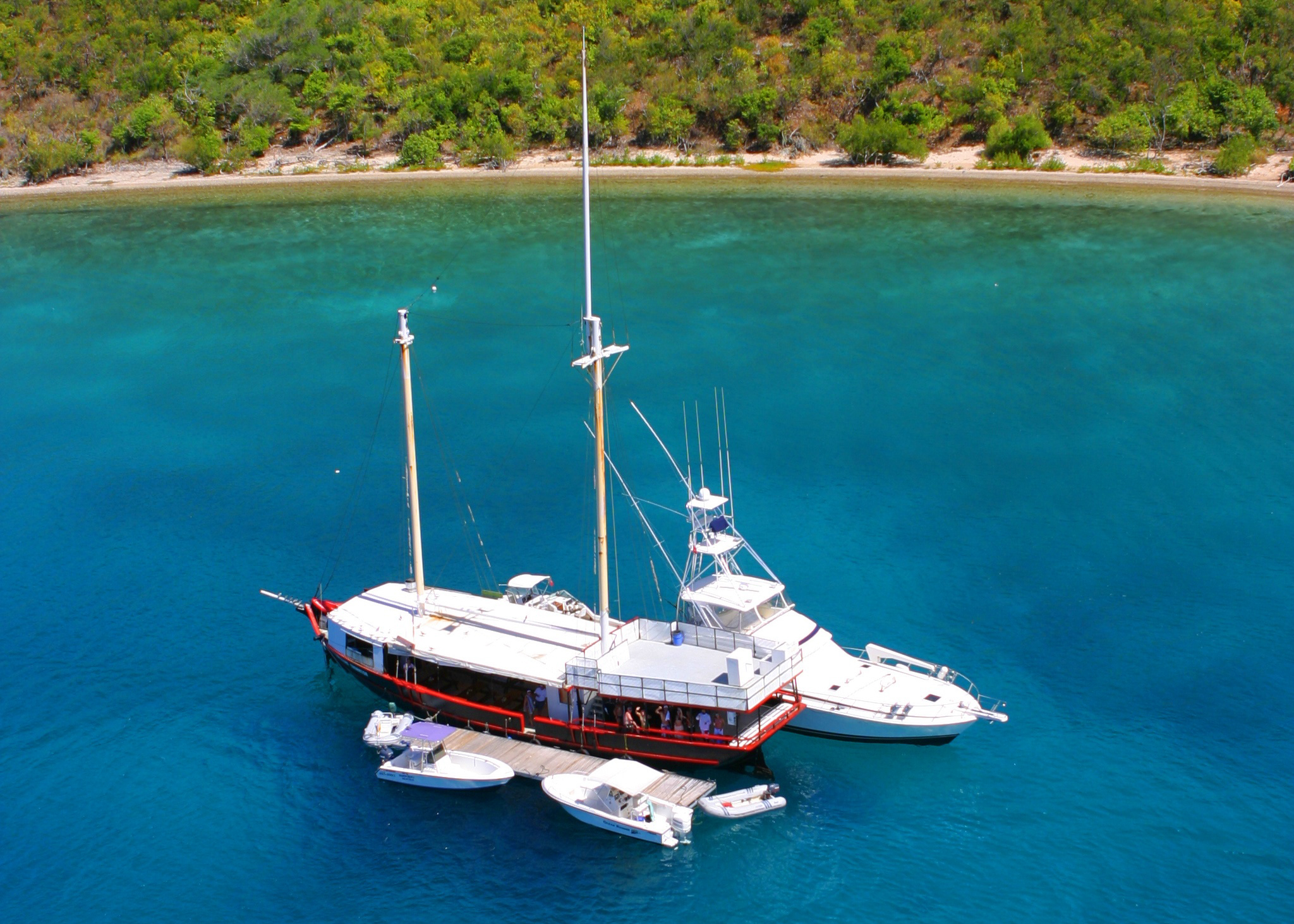 BVI willy t boat from above