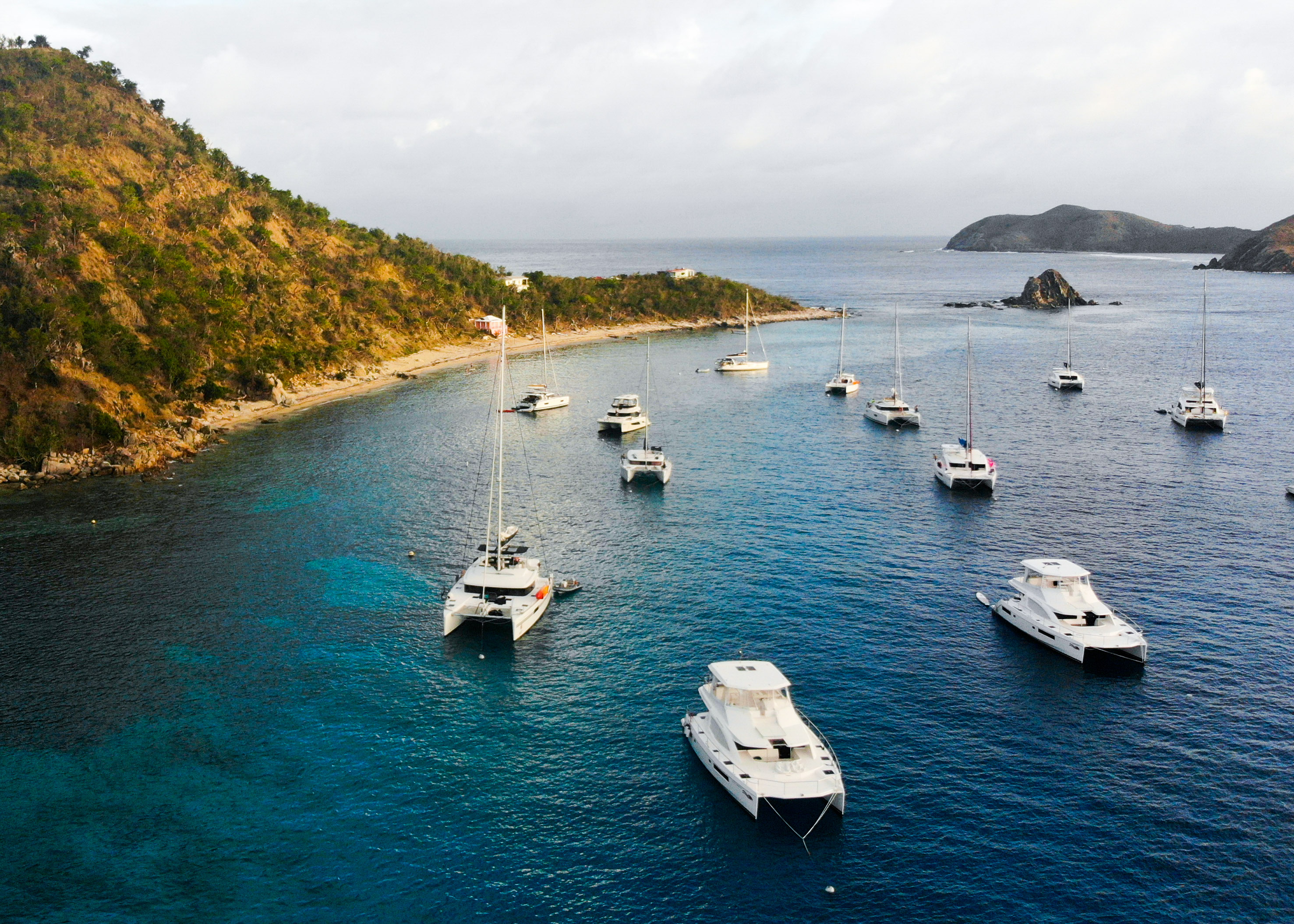 boats at cooper island in the british virgin islands