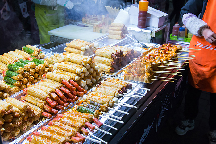 myeongdong street market food seoul