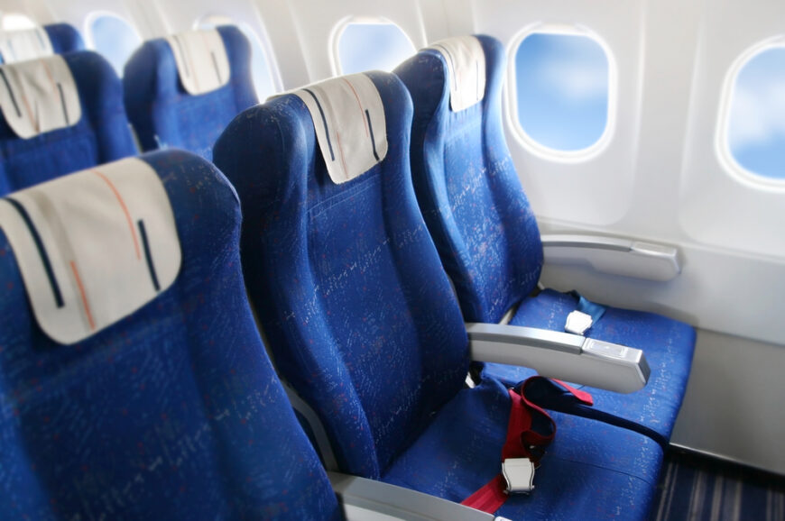 row of airplane seats.