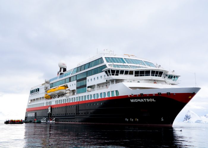 Hurtigruten Midnatsol Cruise Ship in Antarctica