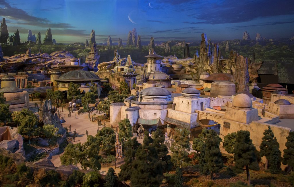 fully detailed model of star wars-themed lands at disney