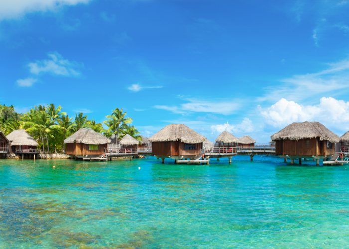 Panoramic Photo of Bora Bora resort, Tahiti, French Polynesia