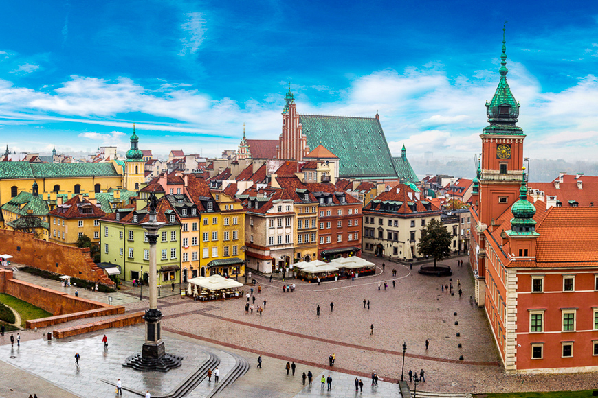 Panoramic view of Warsaw in a summer day in Poland