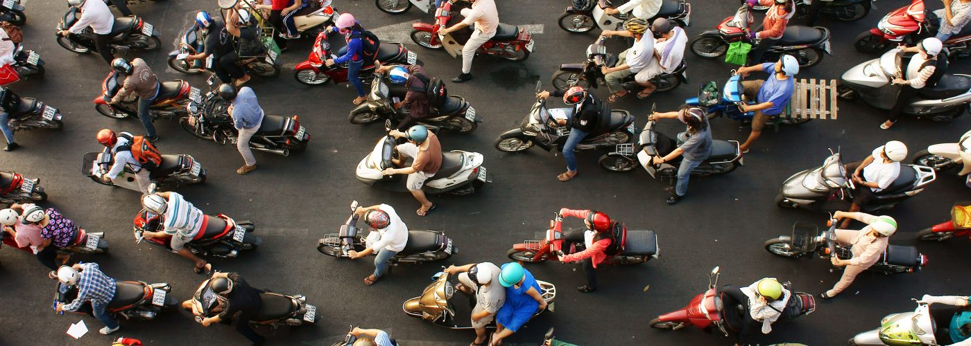 scooters in Saigon, seen from above
