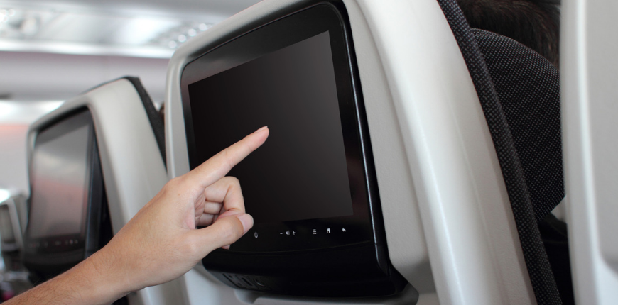 finger touchscreen airplane seat back