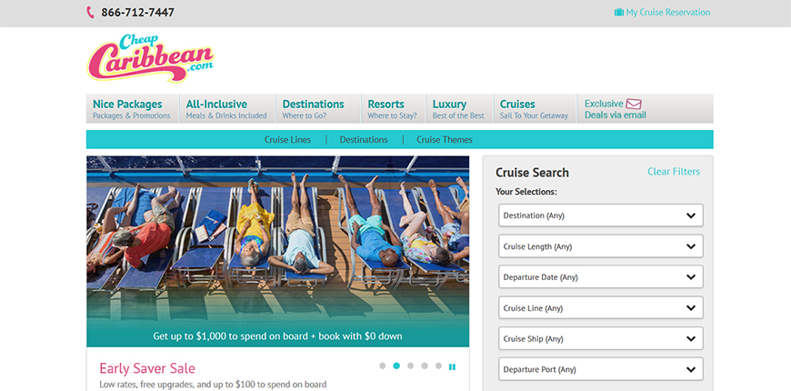 cheapcaribbean cruise booking screenshot