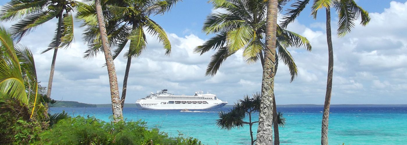 cruise ship in pacific islands