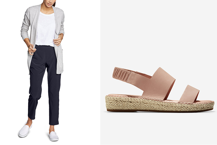 Eddie bauer outfit and cole haan cloudfeel espadrille shoe what to pack for china.