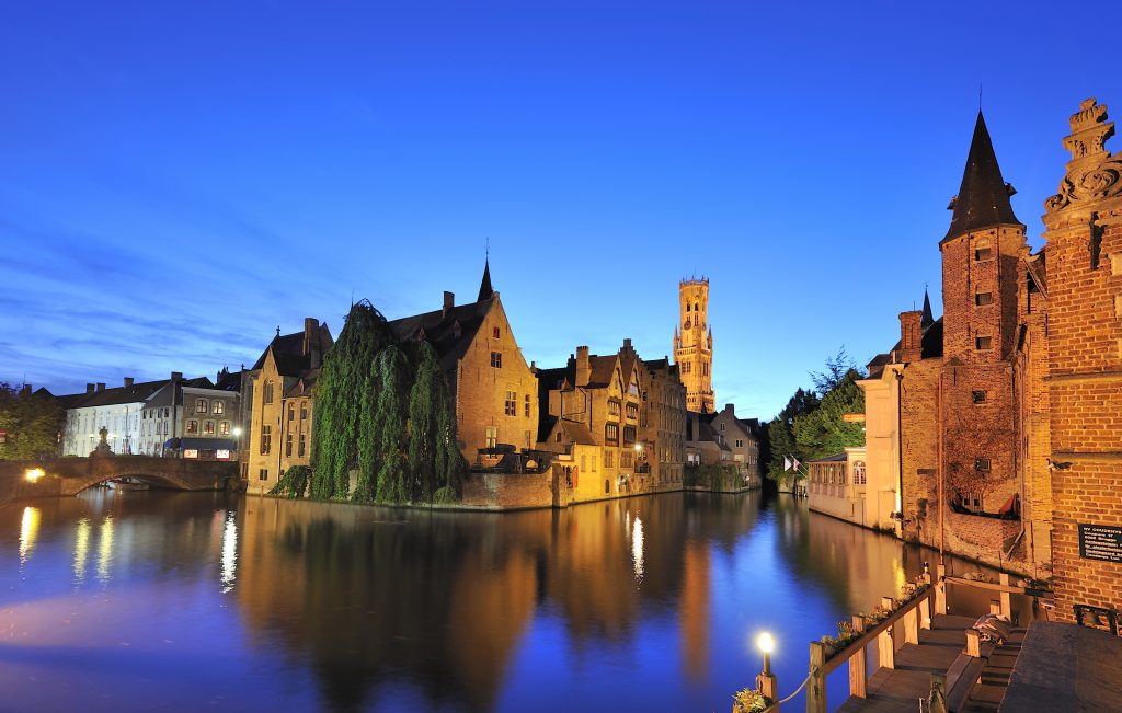 bruges belgium evening canals.