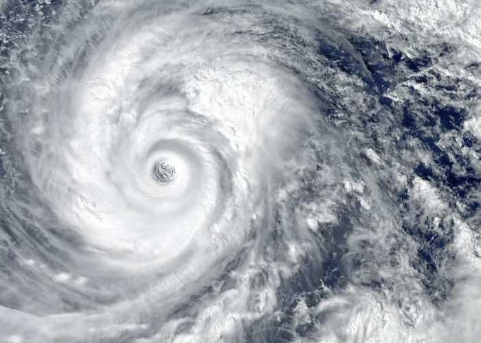 View of eye of hurricane from space