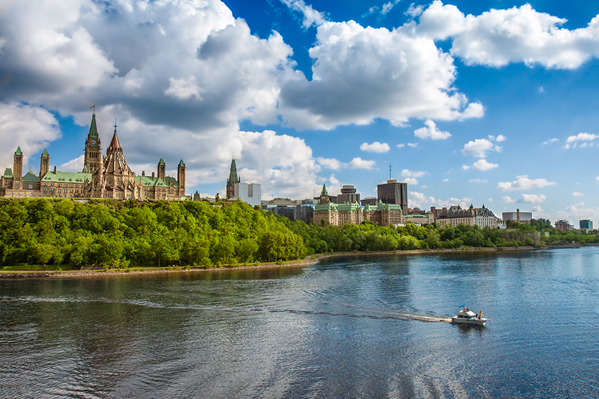 ottawa parliament buildings overlooking the river.