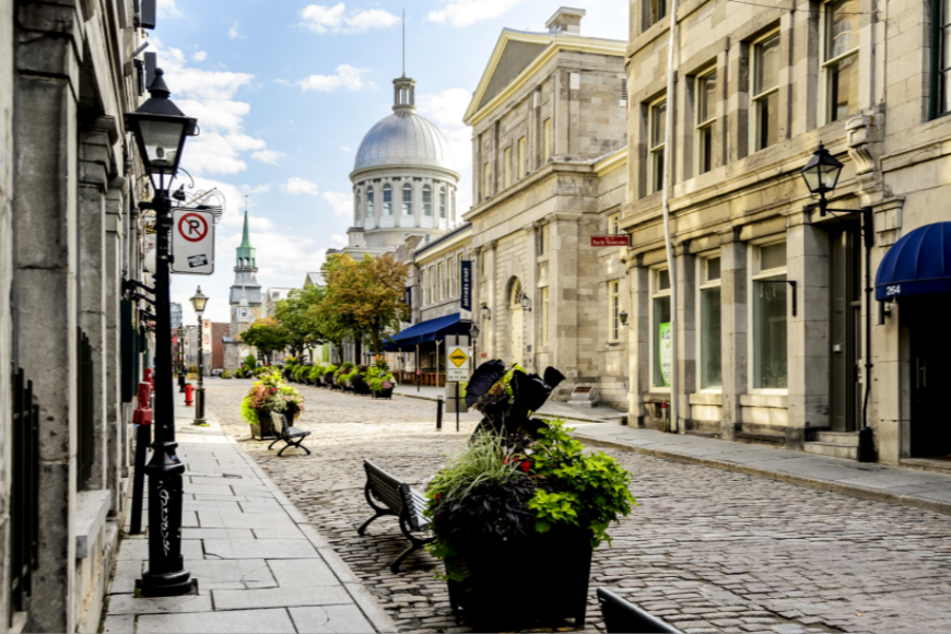 old montreal city street quebec canada.