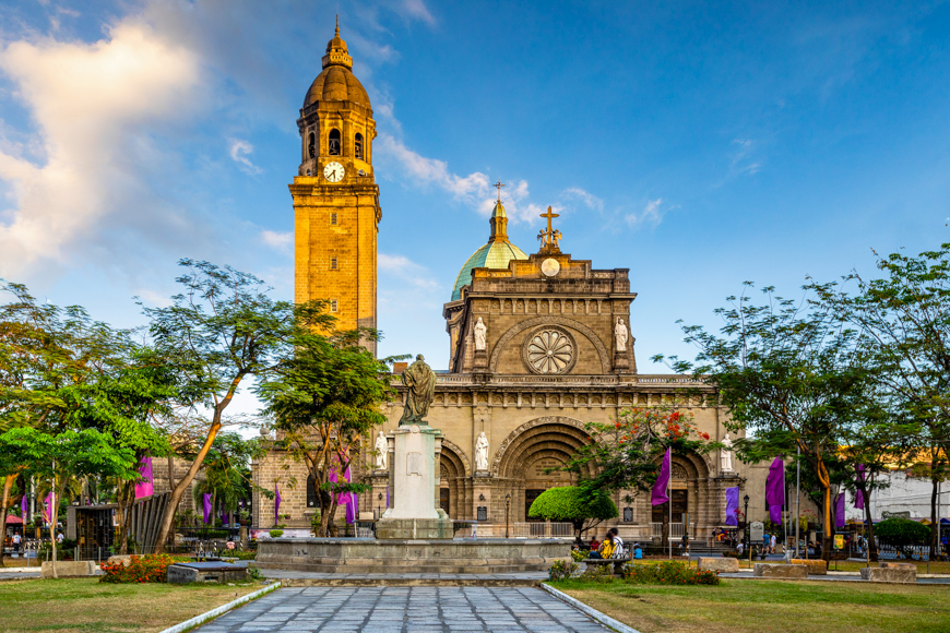 Facade of manila cathedral, manila, philippines