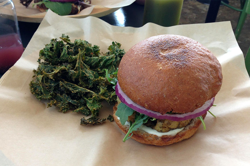 burger and kale at green seed vegan houston.