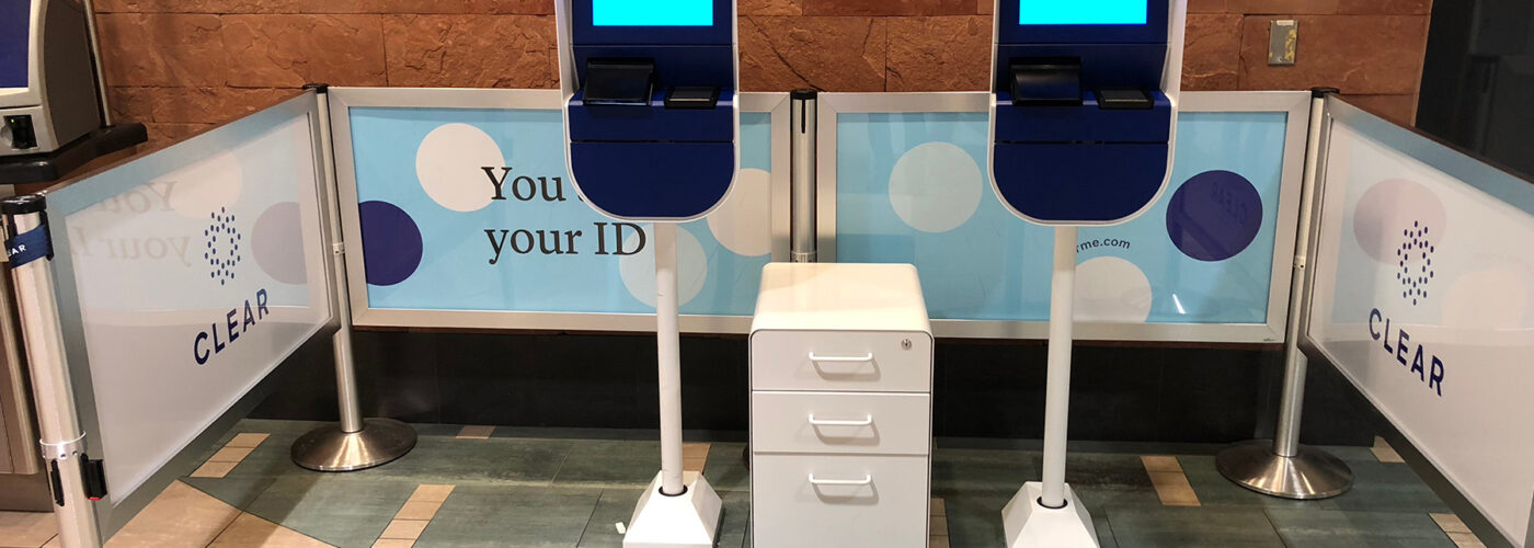 CLEAR program biometric screening at airport.
