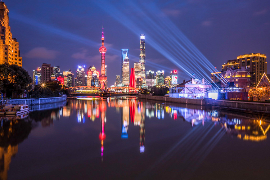 night view of shanghai skyline