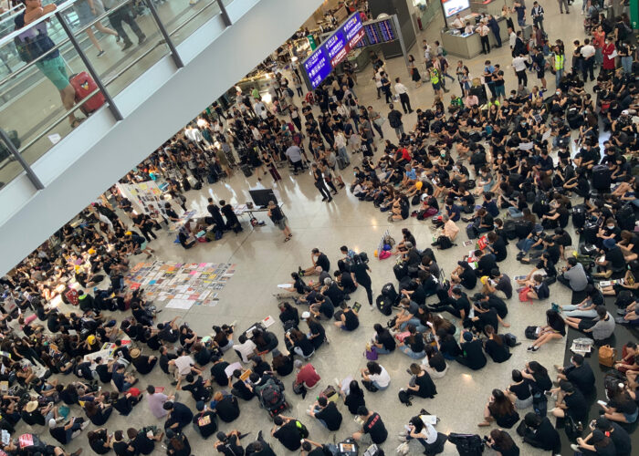 Airport protest in Hong Kong.