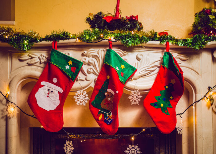 stockings hanging at fireplace