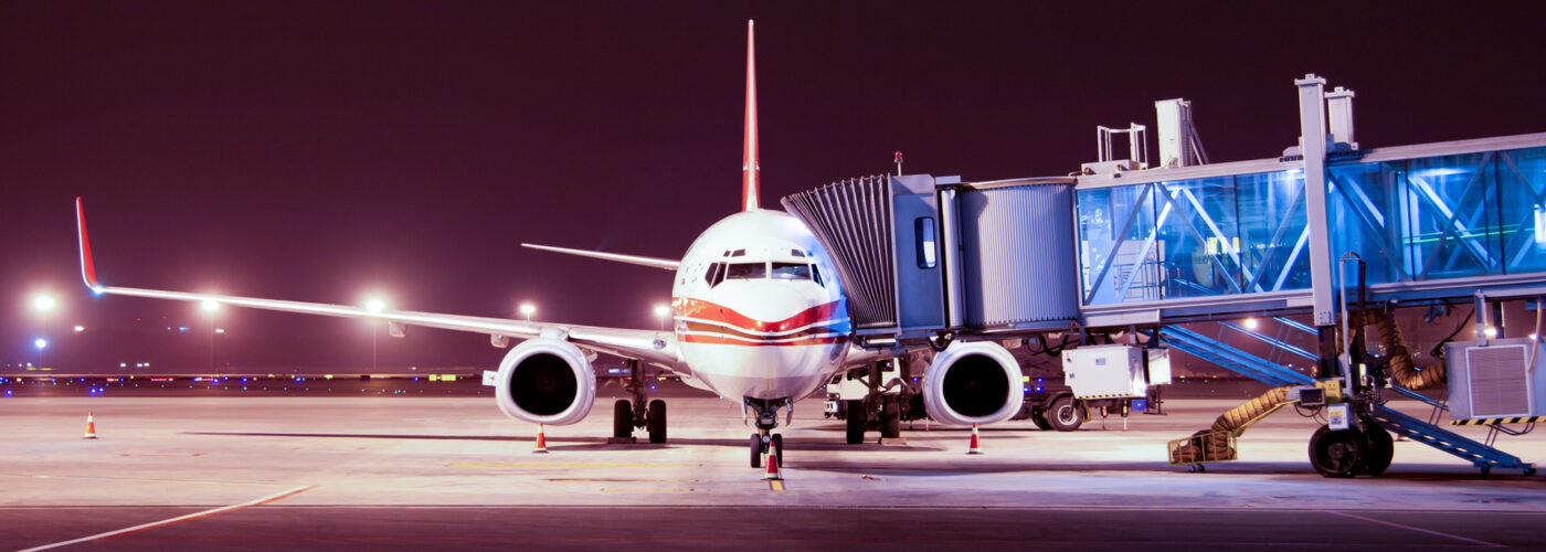 airplane boarding at night