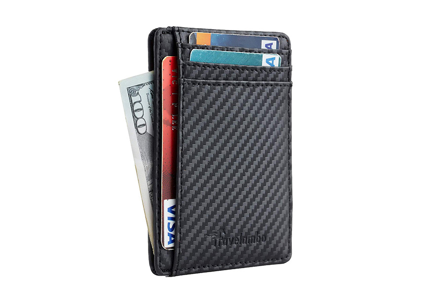 Travelambo front pocket minimalist leather slim wallet