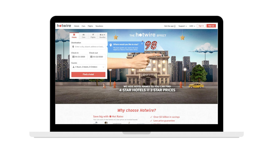 hotwire hotel booking site screenshot