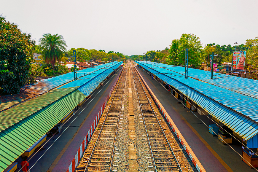 Railway platform is empty in West Bengal, India Kolkata