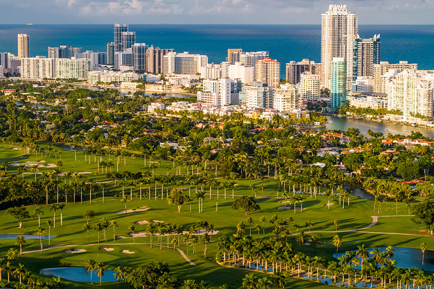 aerial view of miami beach golf club.