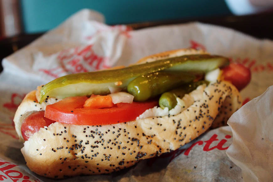 chicago style hot dog.