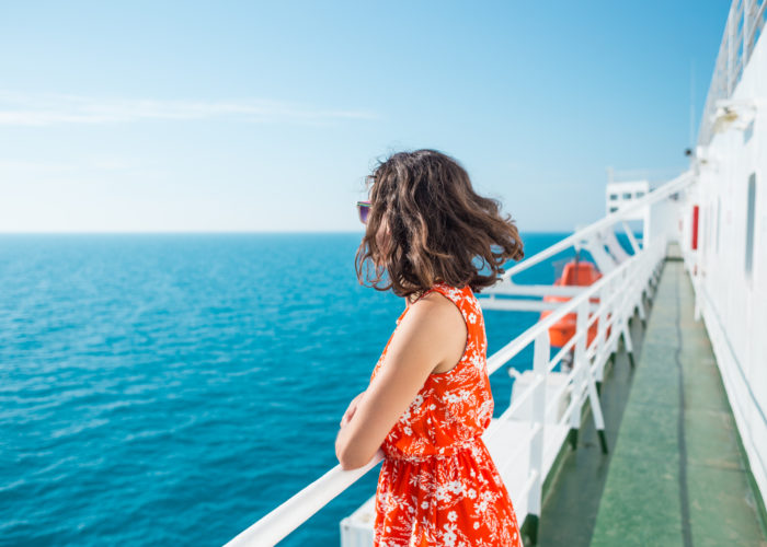 Woman on cruise ship