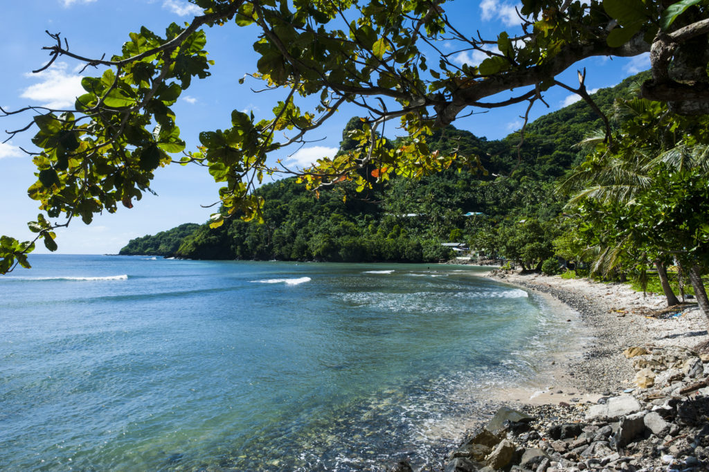 A beach on the island of Tutuila in the National Park of the American Samoa