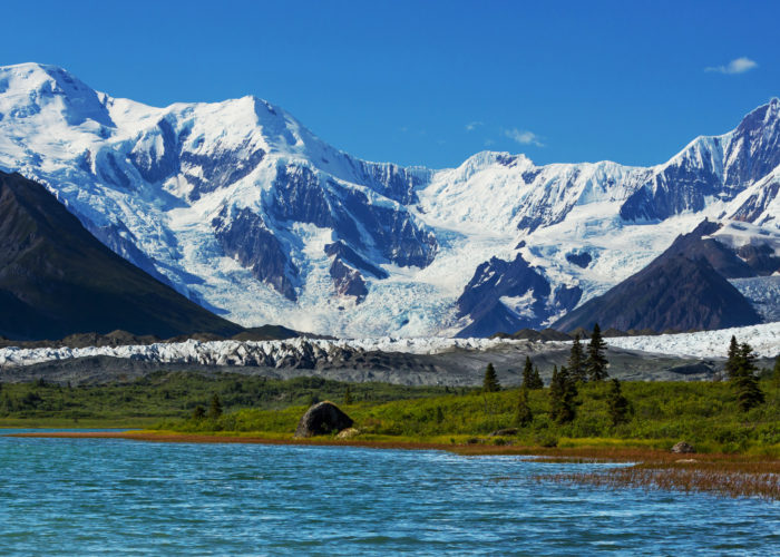 A view of the mountains at Wrangell-St. Elias National Park