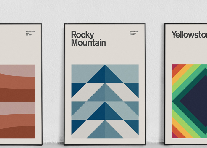 Three minimalist prints based on national parks