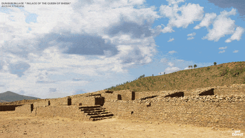 Dungur Palace / “Palace of the Queen of Sheba,” Ethiopia reconstruction GIF
