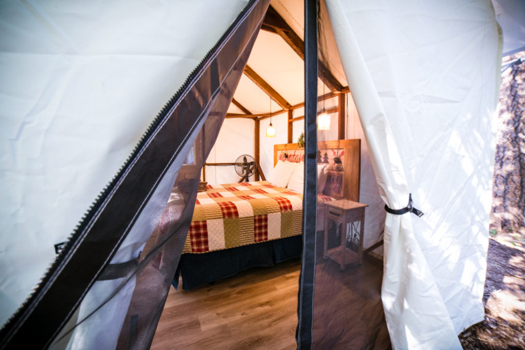 Glamping tent at Inn Town Campground
