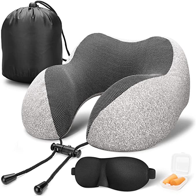 MLVOC Travel Pillow, eyemask, carrying bag, and ear plugs
