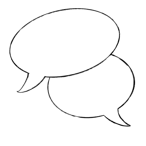 GIF of two speech bubbles bouncing gently up and down